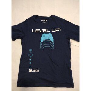XBox Youth "Level Up!" Graphic Tee Shirt Navy Blue XL 14/16 Cotton Polyester